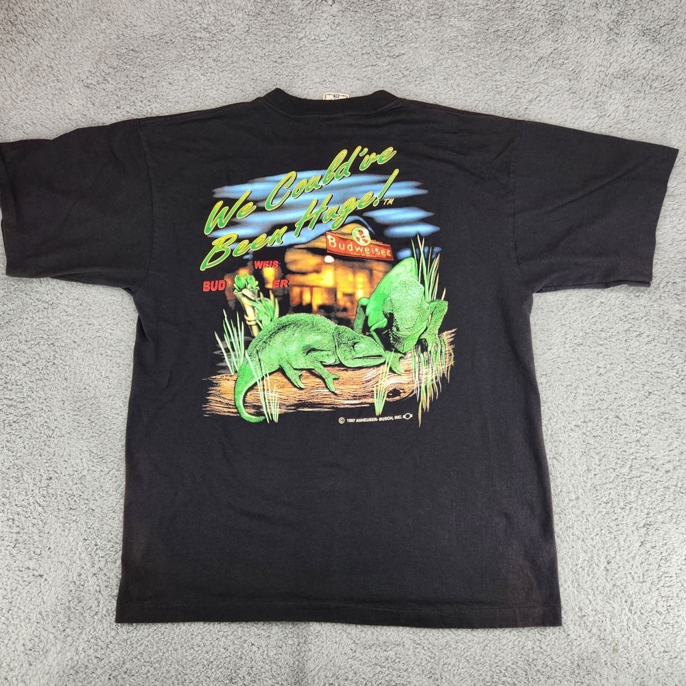 Vintage 1997 Budweiser Lizards Graphic T-Shirt Mens XL Made In USA Black